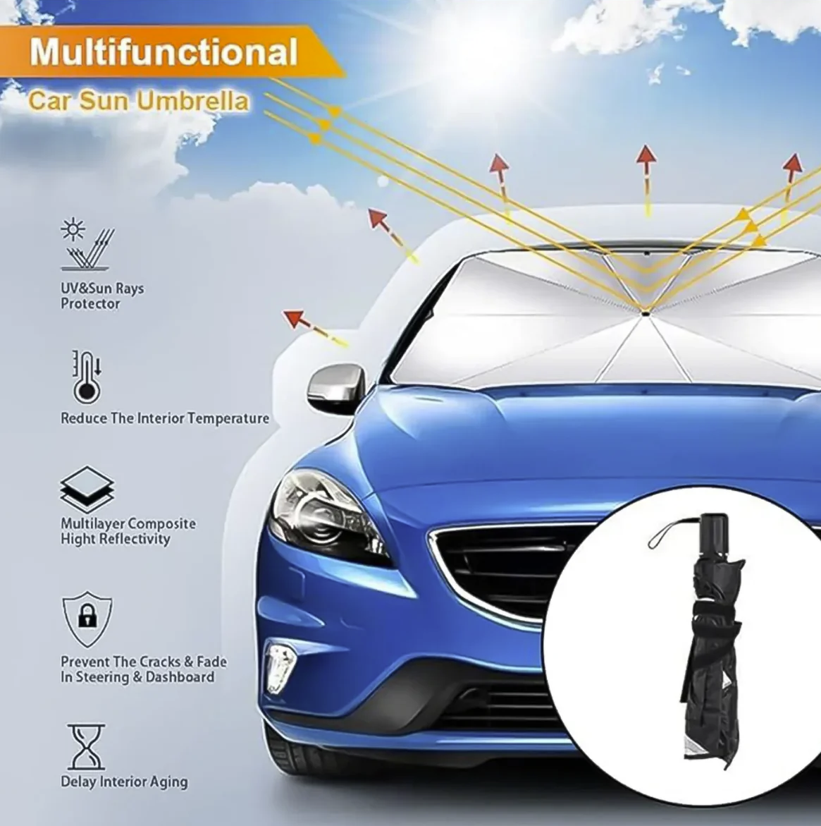 SunGuard™ Car Windshield Sun Shade Umbrella
