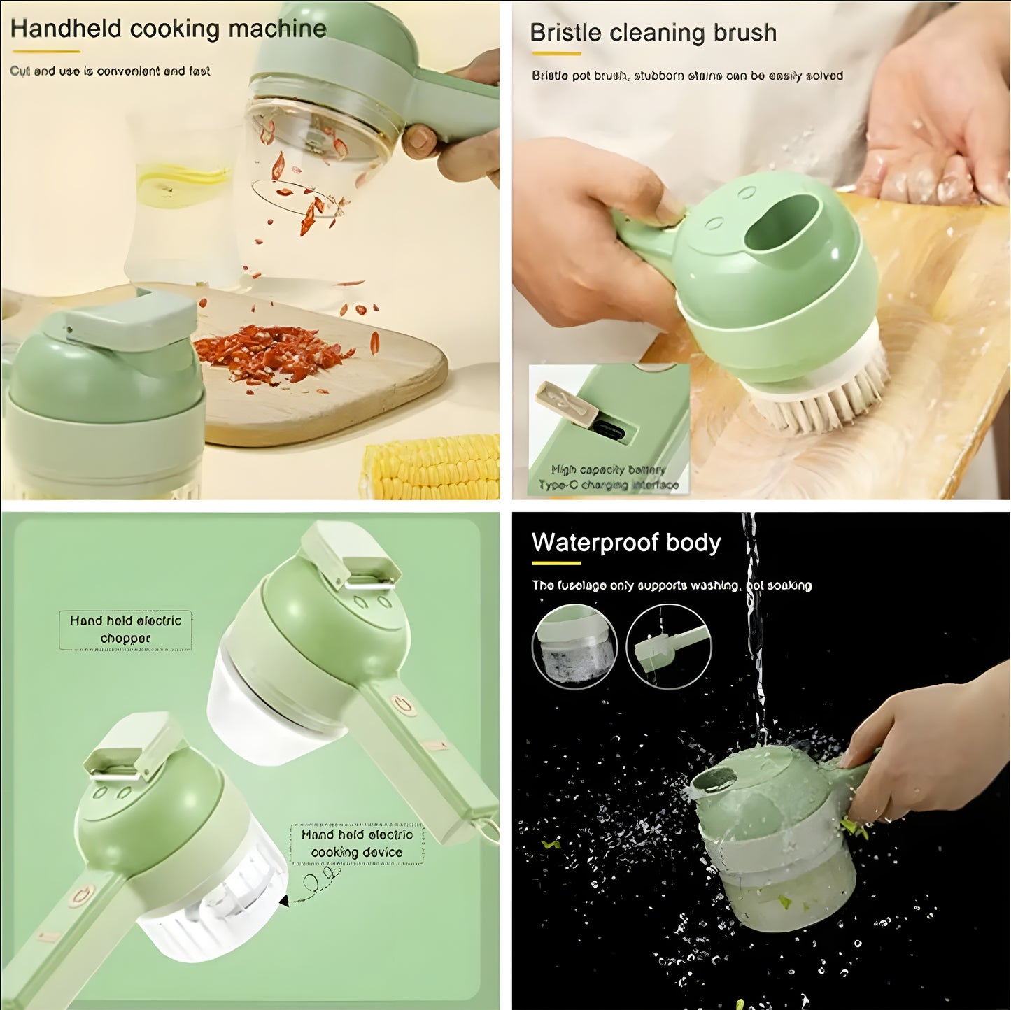 4 in 1 Magic Portable Mini Vegetable Cutter, Grinder & Chopper Set