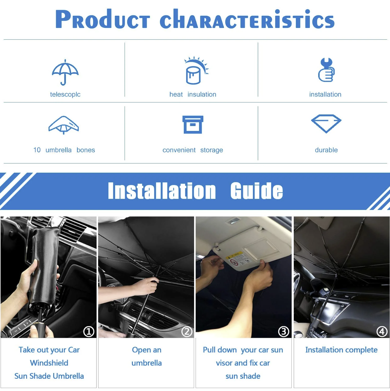 SunGuard™ Car Windshield Sun Shade Umbrella